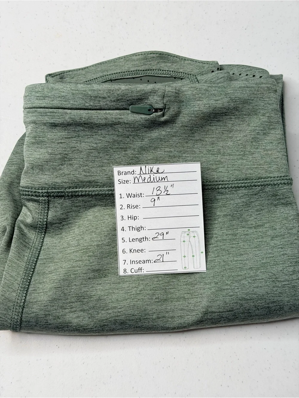 Nike Epic Lux Mid-Rise Cropped Running Tights Leggings Green Heather Size M